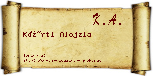 Kürti Alojzia névjegykártya